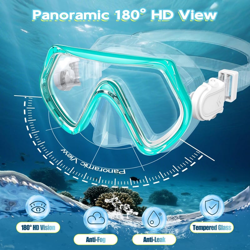 ZipAura Snorkeling Gear for Kids, Kids Snorkel Set for Ages 3-14, Anti-Fog Diving Mask and Dry Top Snorkel Combo Set, Unisex Swimming Goggles - Image 3